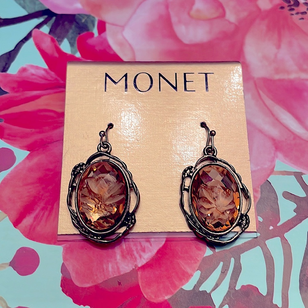 Vintage Monet Flower Pressed Earrings